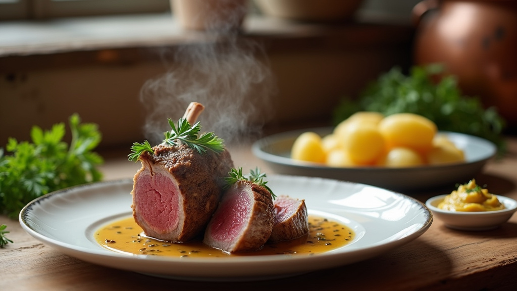 Assiette traditionnelle de tête de veau avec légumes de saison