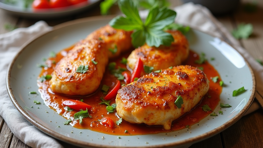 Ingrédients pour la recette d'aiguillettes de poulet au chorizo : poulet, chorizo, crème fraîche, tomates