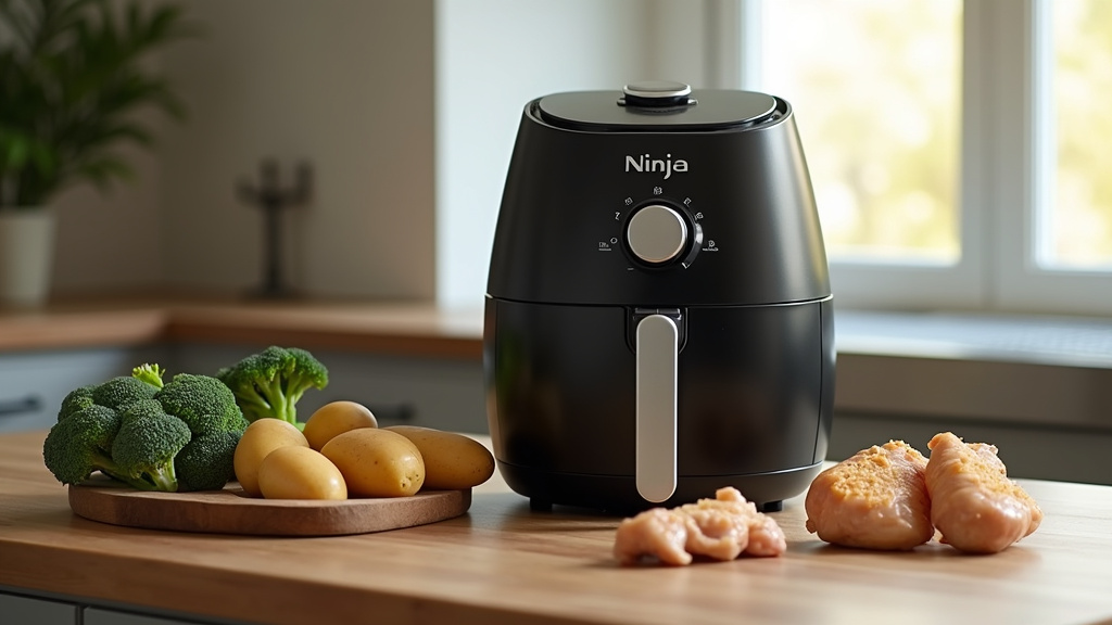 Ninja Foodi Dual Zone Air Fryer en action avec deux plats différents