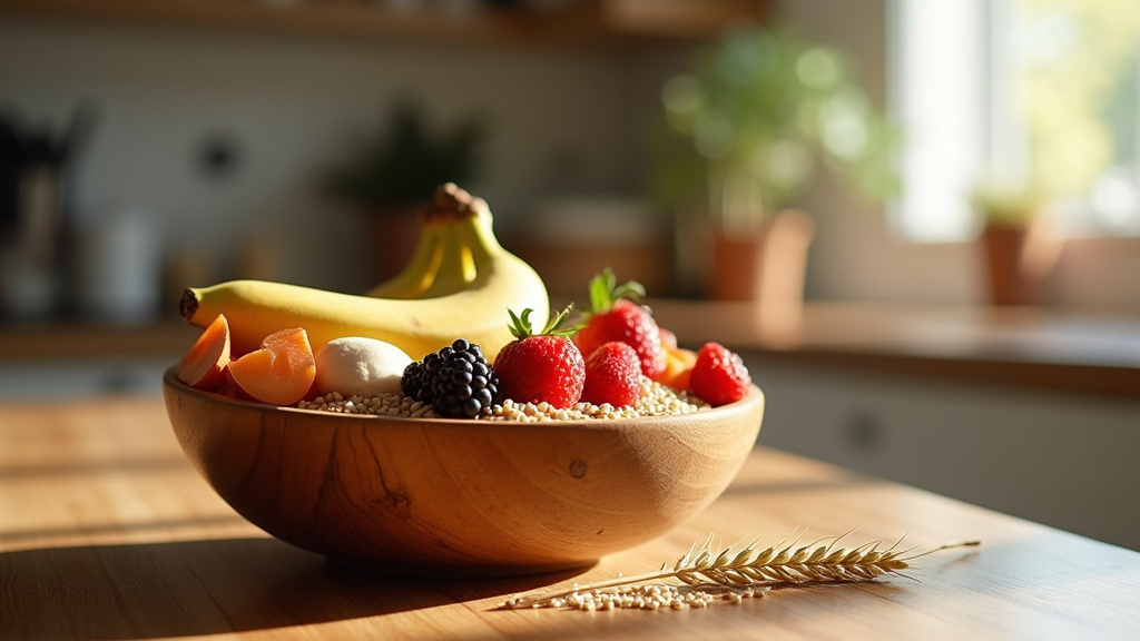 Composition nutritionnelle des principaux aliments riches en glucides : flocons d'avoine, quinoa, patate douce