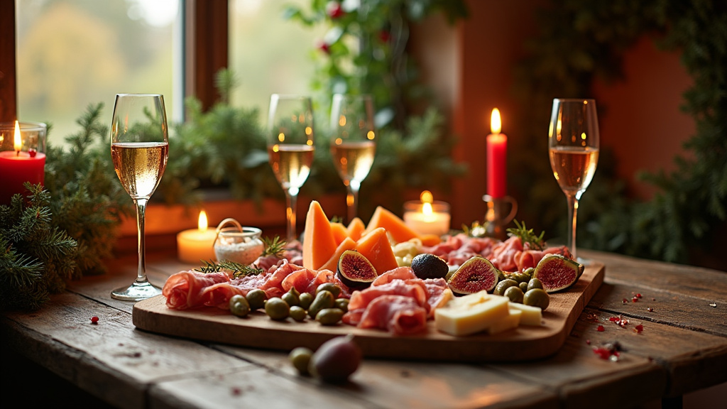 Feuilletés de Noël au chèvre et figues présentés sur plateau festif