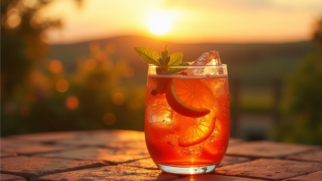 Cocktail Aperol Spritz servi dans un verre à vin avec une rondelle d'orange