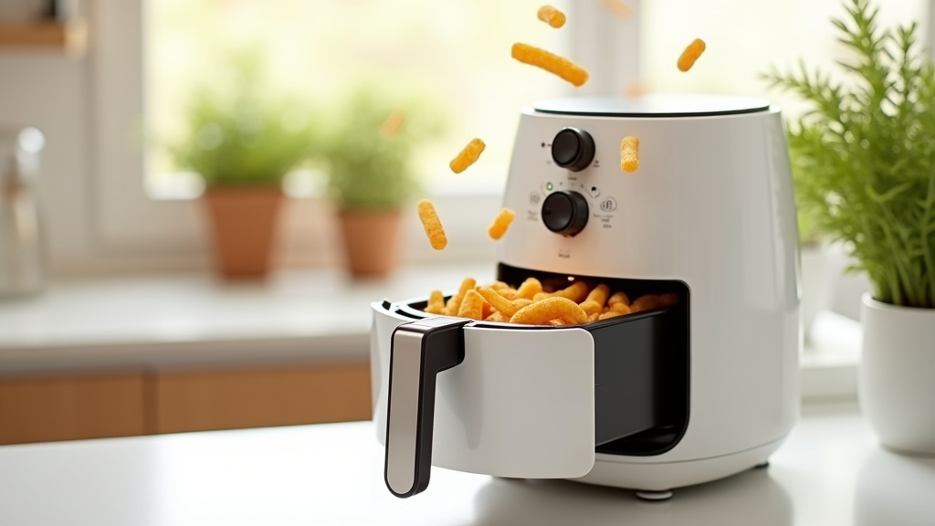 Schéma de fonctionnement d'un Air Fryer montrant la circulation de l'air chaud