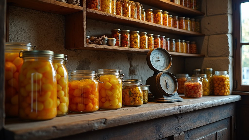 Intérieur chaleureux de La Conserverie Paysanne à Paris avec bocaux et décoration vintage