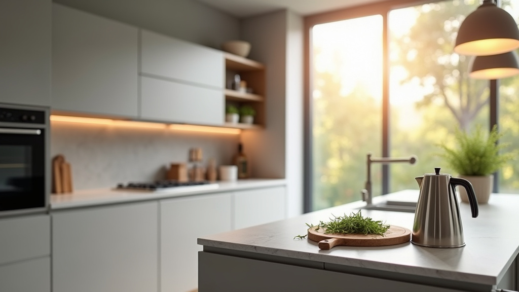 Cuisine Ixina moderne avec îlot central et finitions contemporaines