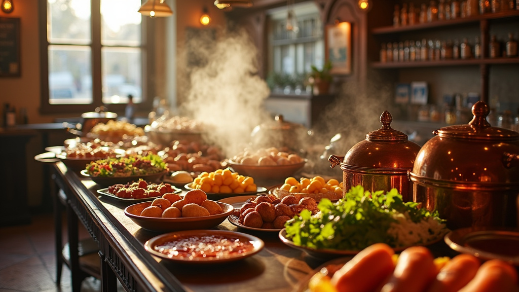 Buffet des Grands Buffets Lyonnais avec une variété de plats traditionnels lyonnais