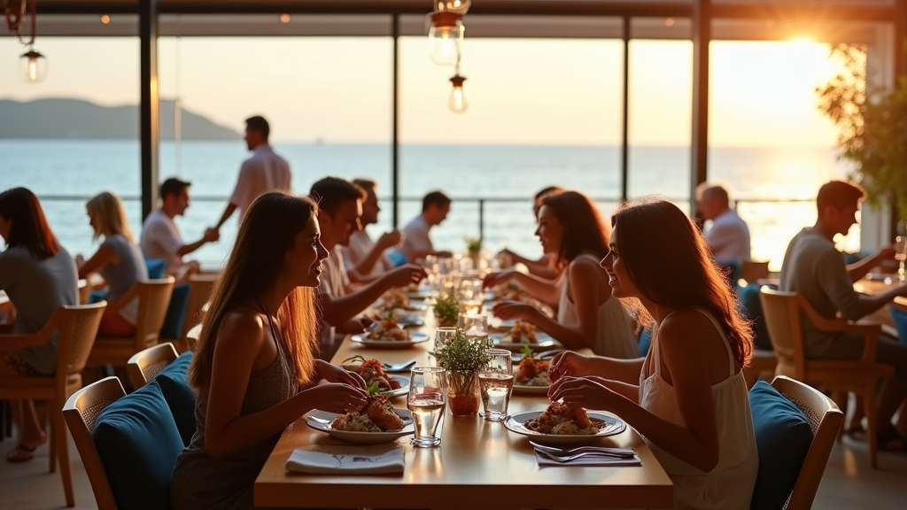 Vue intérieure du restaurant Oceanic à Mérignac avec buffet à volonté et clients attablés