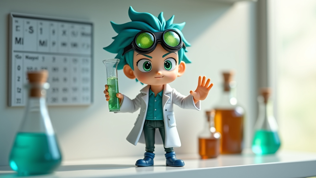 Statue haut de gamme Senku Ishigami en résine avec décor de laboratoire