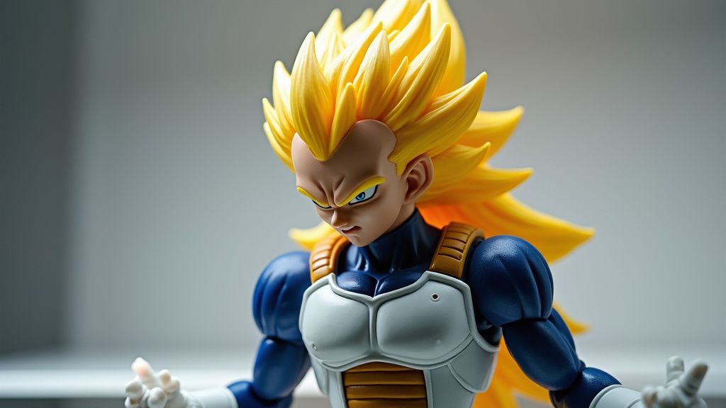 Figurine Vegeta Super Saiyan posée sur une étagère de collection