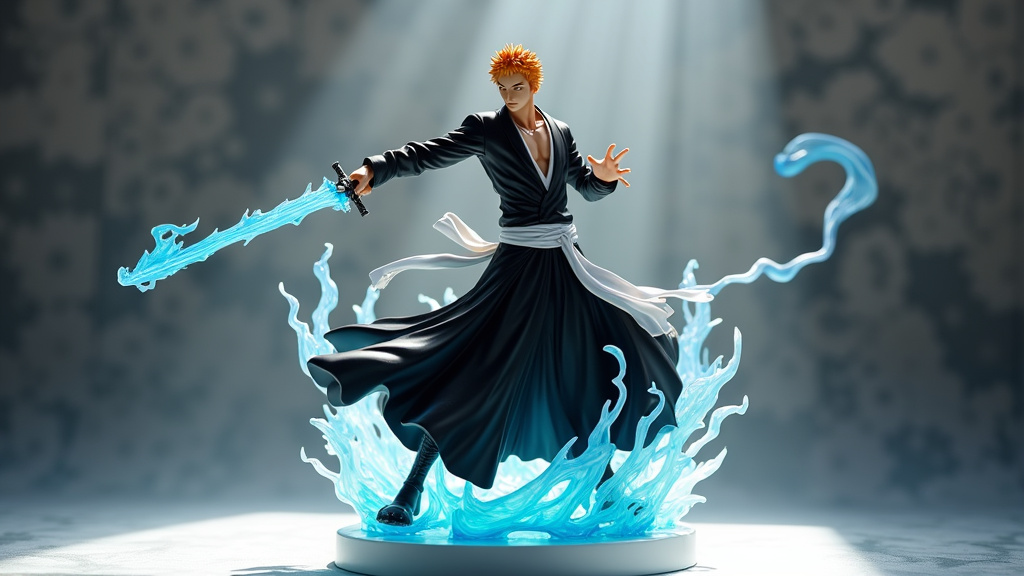 Collection de figurines Bleach sur une étagère de présentation
