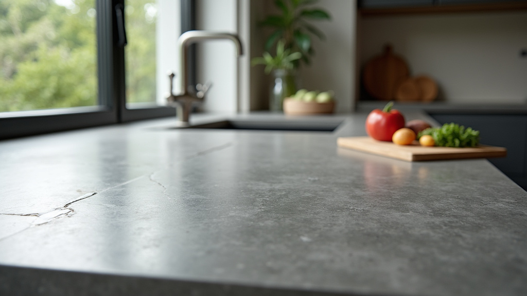 Cuisine extérieure en béton cellulaire avec îlot central et barbecue intégré