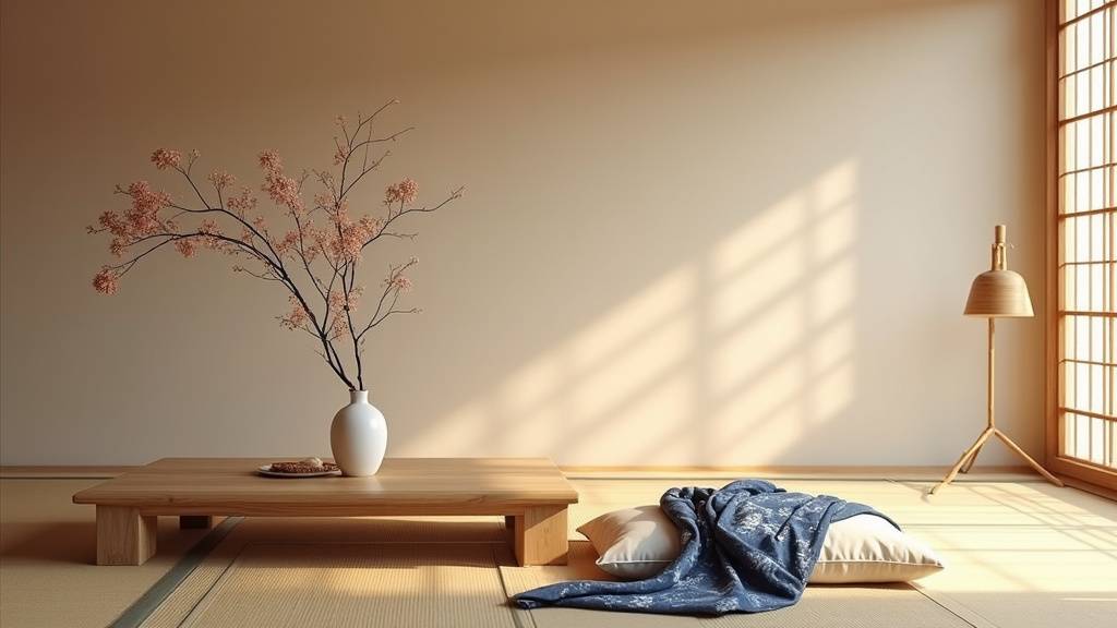 Palette de couleurs naturelles japonaises avec blanc, beige, gris et touches de vert
