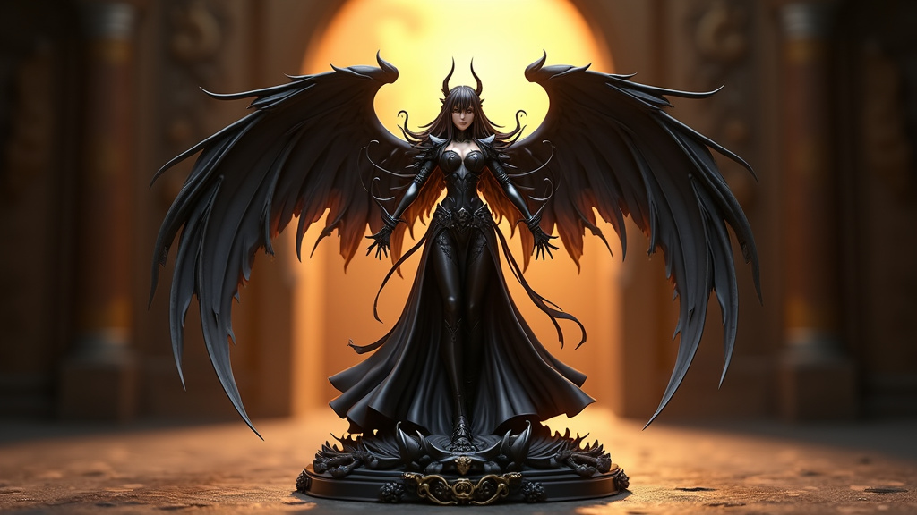 Collection de différentes versions de figurines Albedo Overlord sur une étagère
