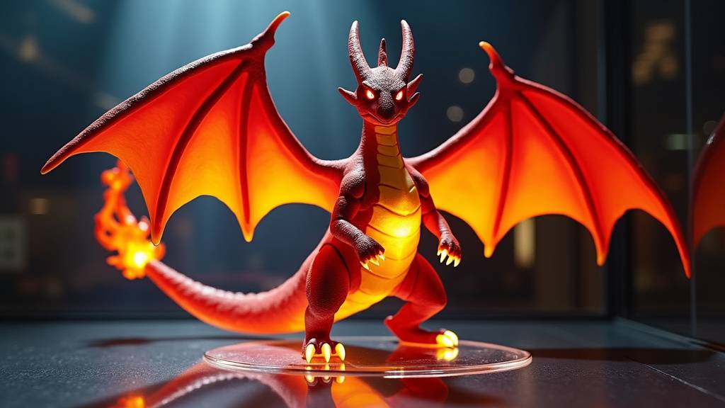 Vue d'ensemble d'une collection de figurines Pokémon Gigamax sur étagère professionnelle