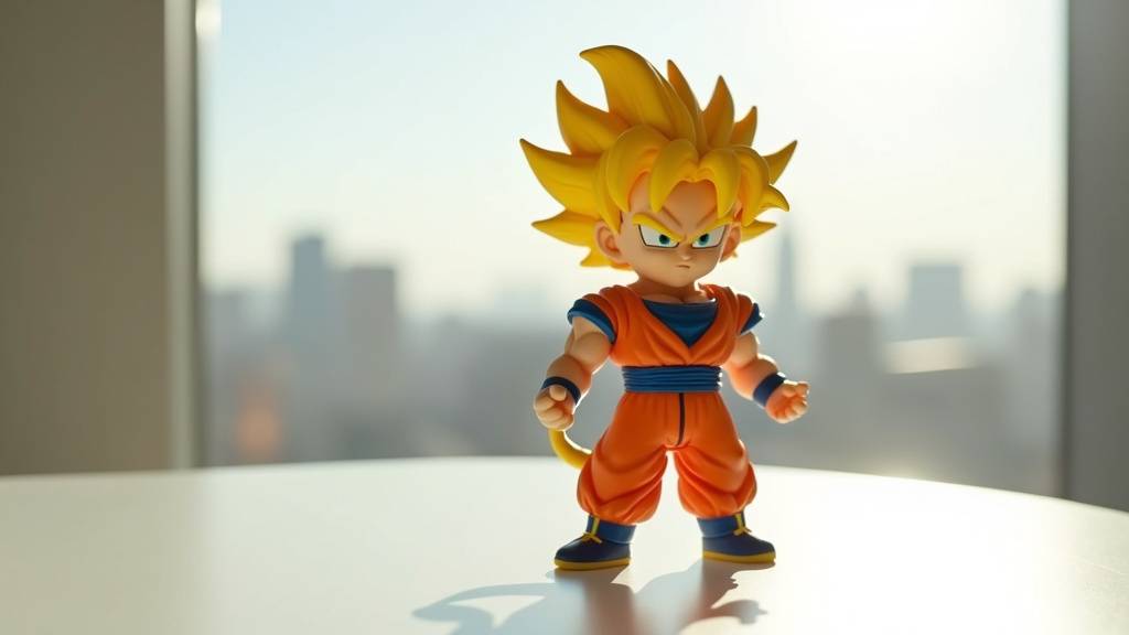 Détail d'une figurine Goku Super Saiyan Ultimate avec articulations et finitions précises