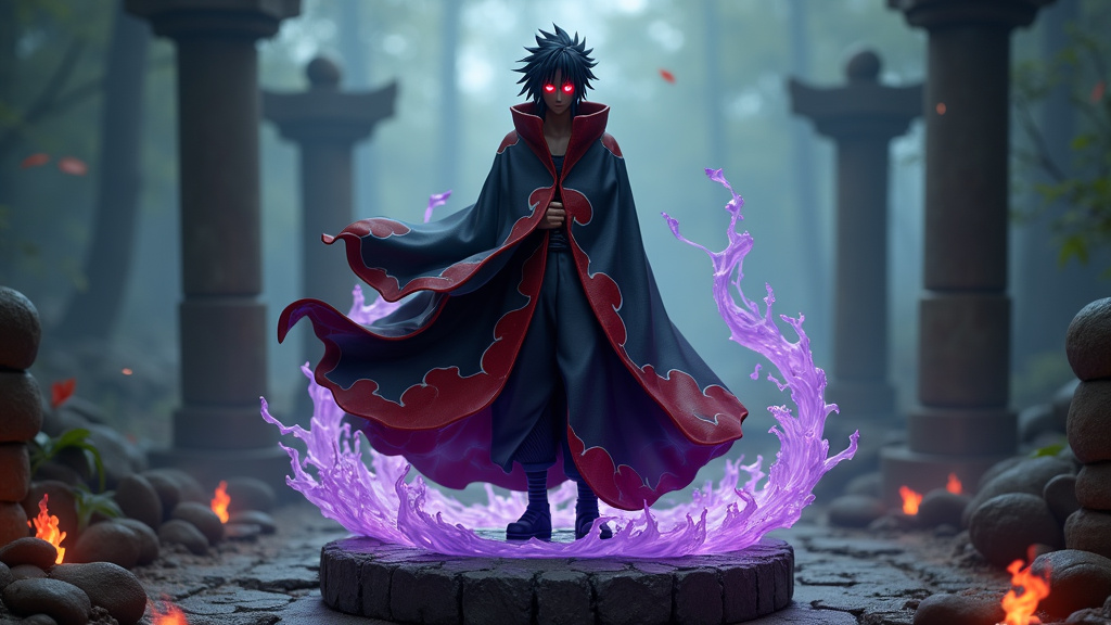 Collection de figurines Madara Uchiha représentant différentes versions du personnage