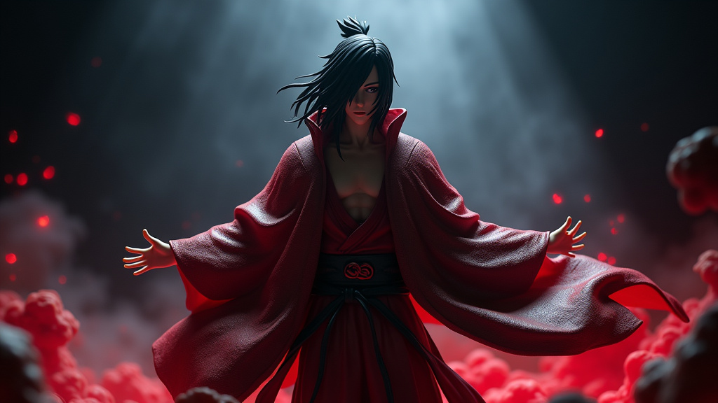 Comparaison entre une figurine authentique et une contrefaçon de Madara Uchiha