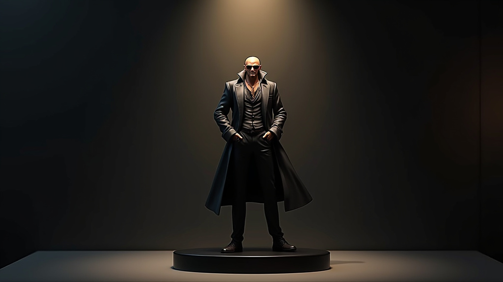Gros plan sur le visage d'une figurine de Silvers Rayleigh, montrant les détails et la qualité de la peinture