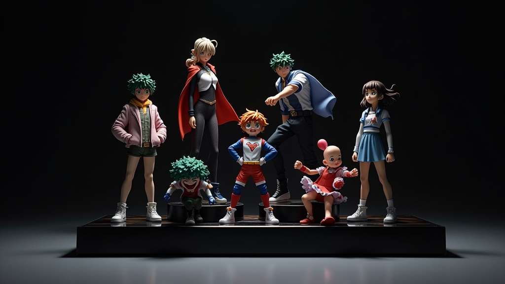 Collection de Nendoroid My Hero Academia sur une étagère
