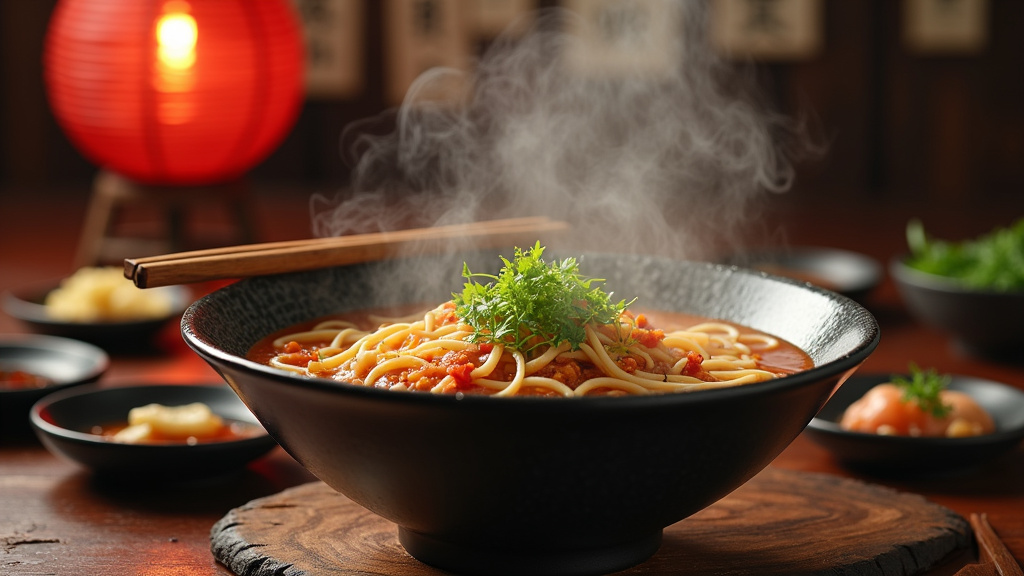 Bols de cuisine asiatique colorés et fumants - gastronomie asiatique