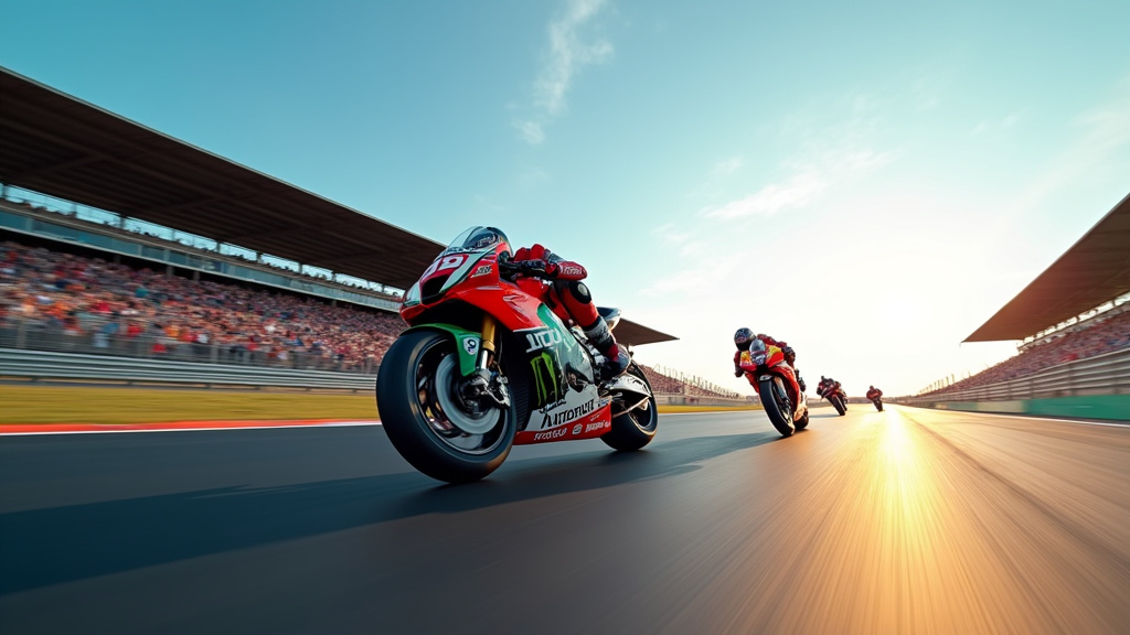 Course de MotoGP en direct sur grand écran avec spectateurs enthousiastes