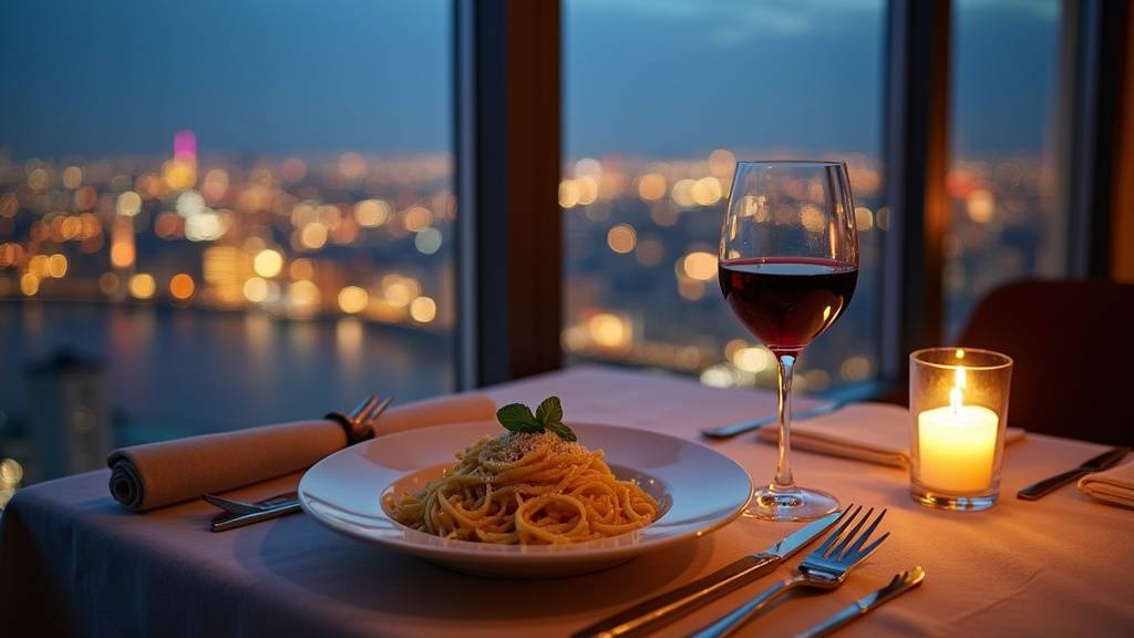 Vue panoramique du restaurant Primavista sur Cincinnati avec la rivière Ohio en arrière-plan