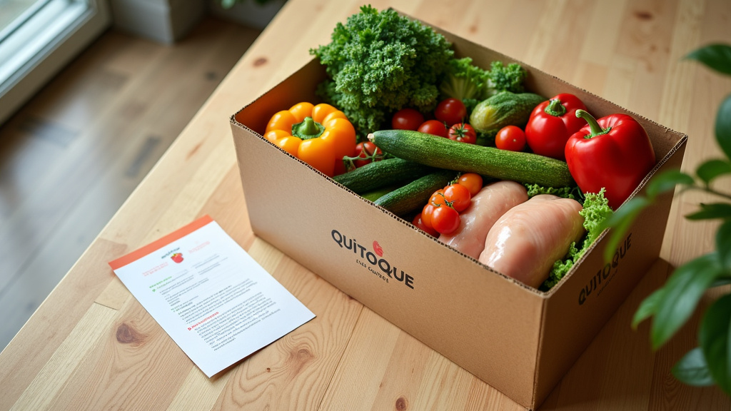 Emballages écologiques de Quitoque avec cartons et filets pour légumes