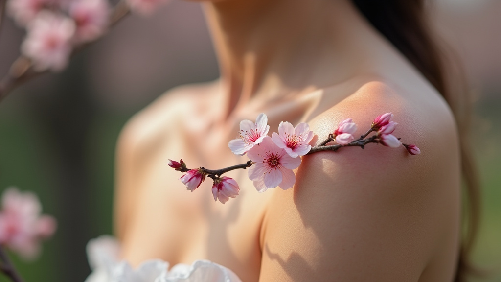 Tatouage sakura en style aquarelle sur l'avant-bras
