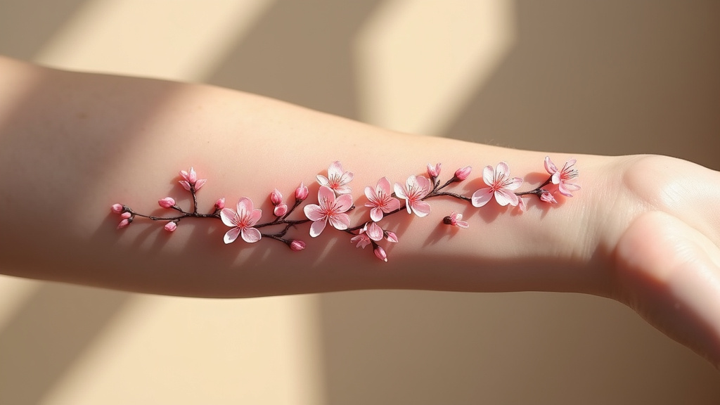 Tatouage de fleur de cerisier sur l'épaule d'une femme